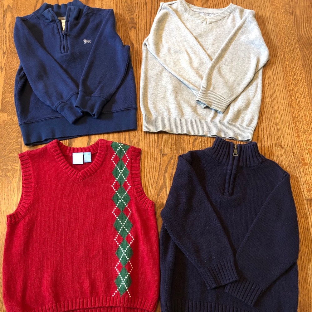 3 Boys size 3T sweaters & 1 vest